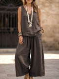 V Neck Sleeveless Two Piece Set_CWSS01493
