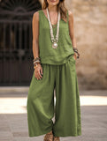 V Neck Sleeveless Two Piece Set_CWSS01493