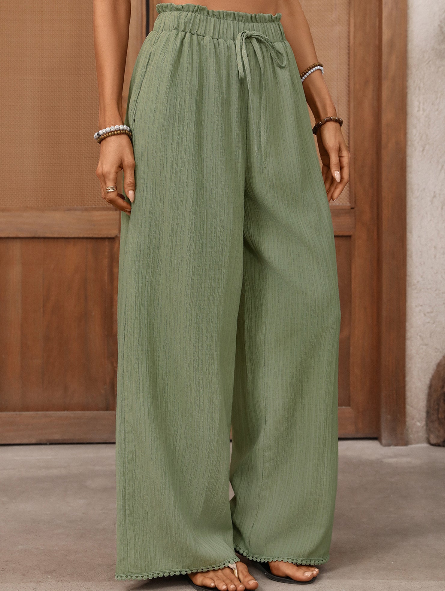 Elastic Waist Straight Pants_CWBLP01684