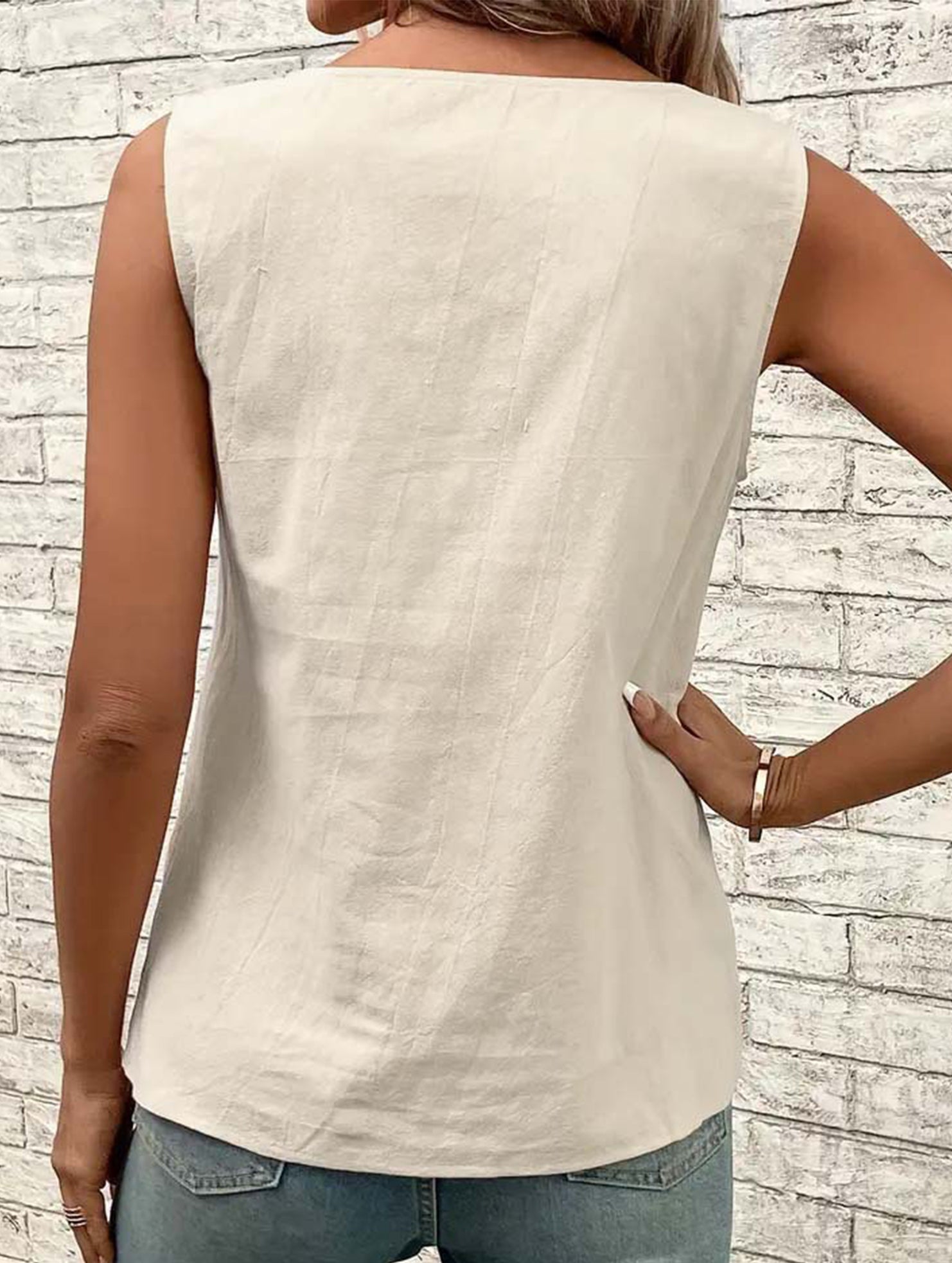 One Shoulder Sleeveless Tee_CWTTSL00256