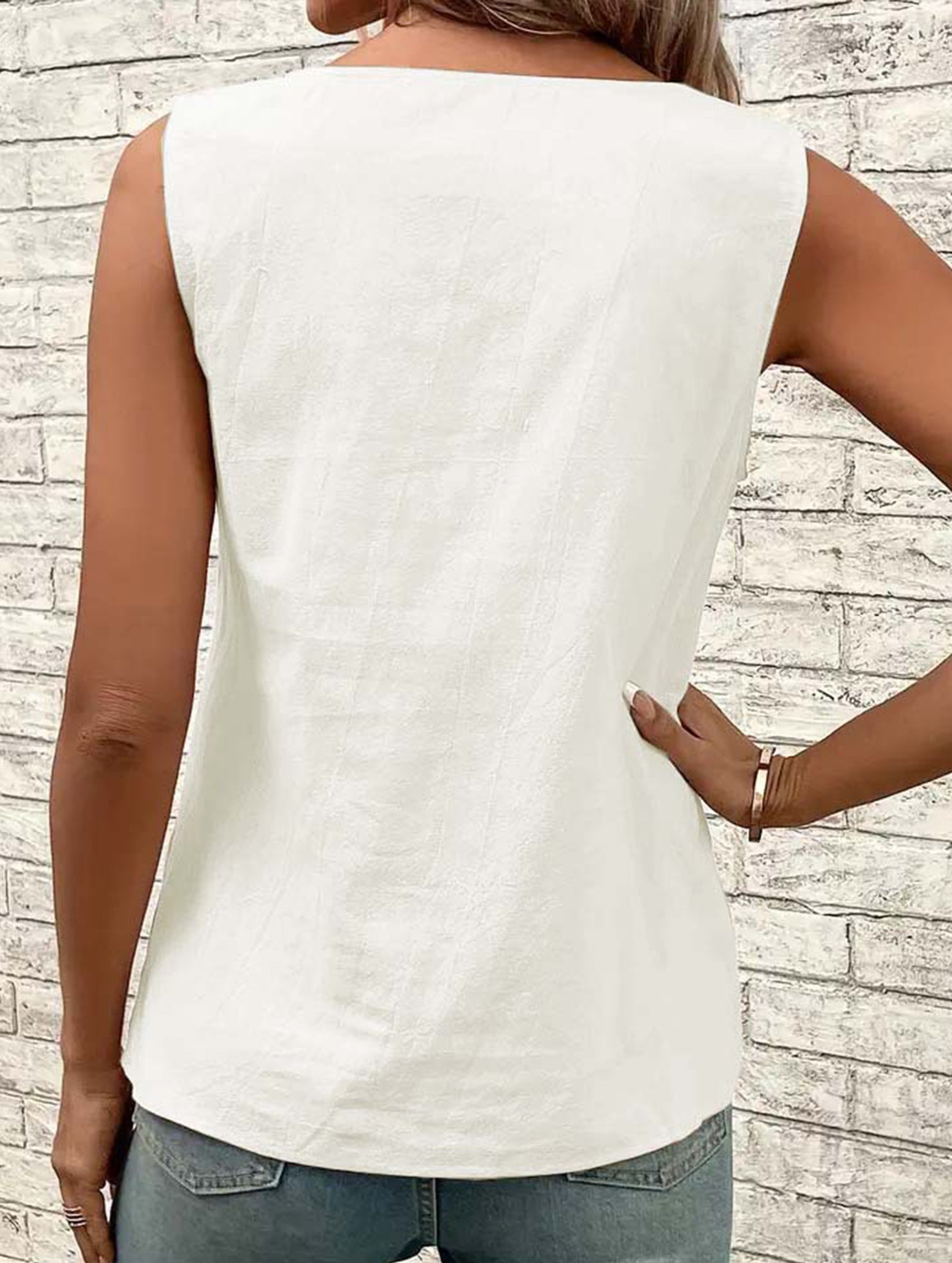 One Shoulder Sleeveless Tee_CWTTSL00256