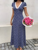Lace Patch Floral V Neck Maxi Dress_CWDMD02895