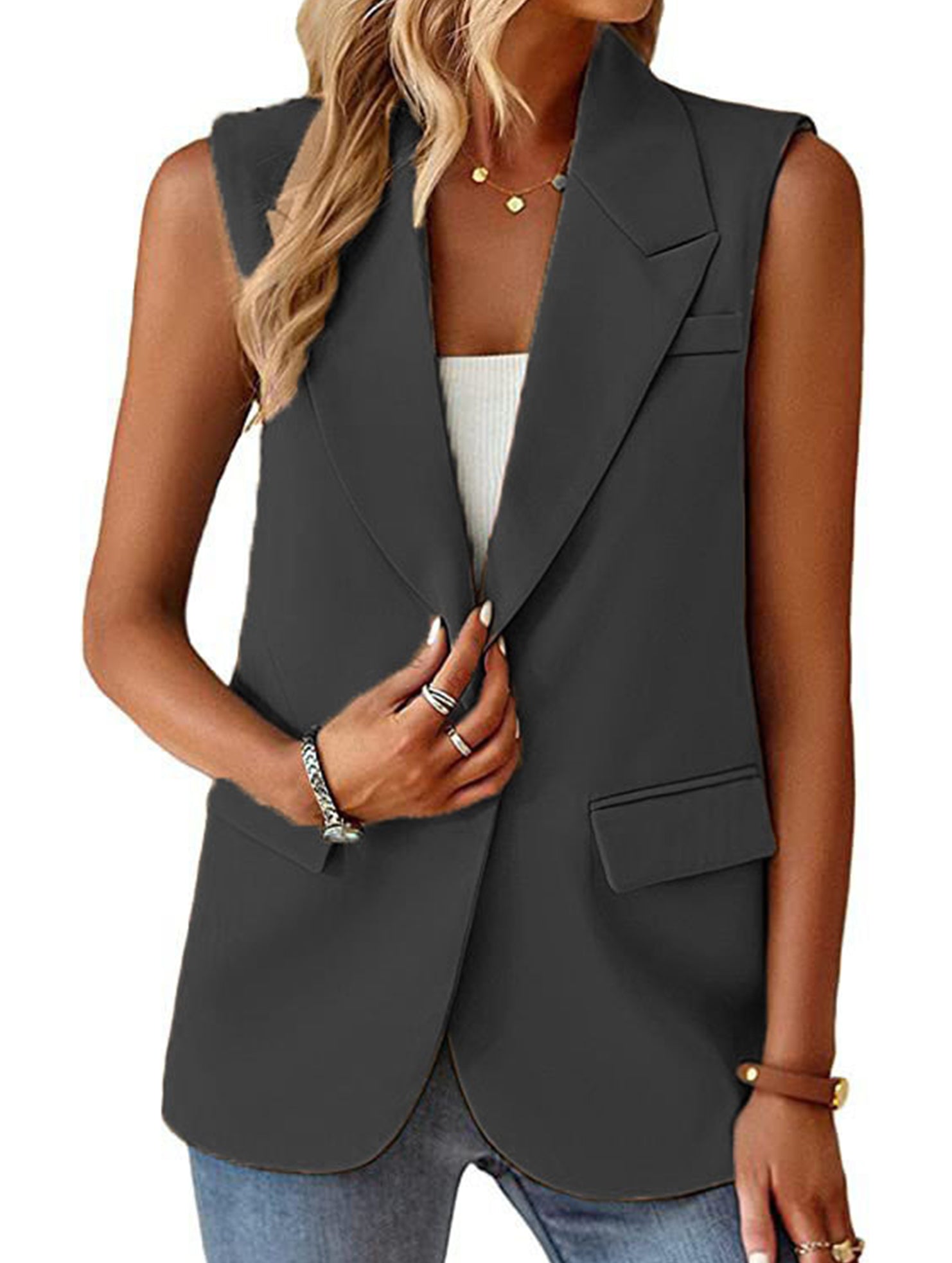 Sleeveless Blazer Vest_CWOBL00294