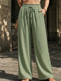 Elastic Waist Straight Pants_CWBLP01684 - GREEN (S) 1