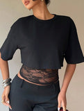 Lace Patch Slim Fit Tee_CWTTS00940