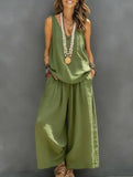 V Neck Sleeveless Two Piece Set_CWSS01493