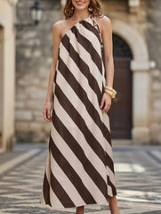 Stripe One Shoulder Maxi Dress_CWDMD02799