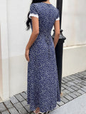 Lace Patch Floral V Neck Maxi Dress_CWDMD02895