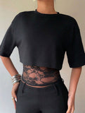 Lace Patch Slim Fit Tee_CWTTS00940