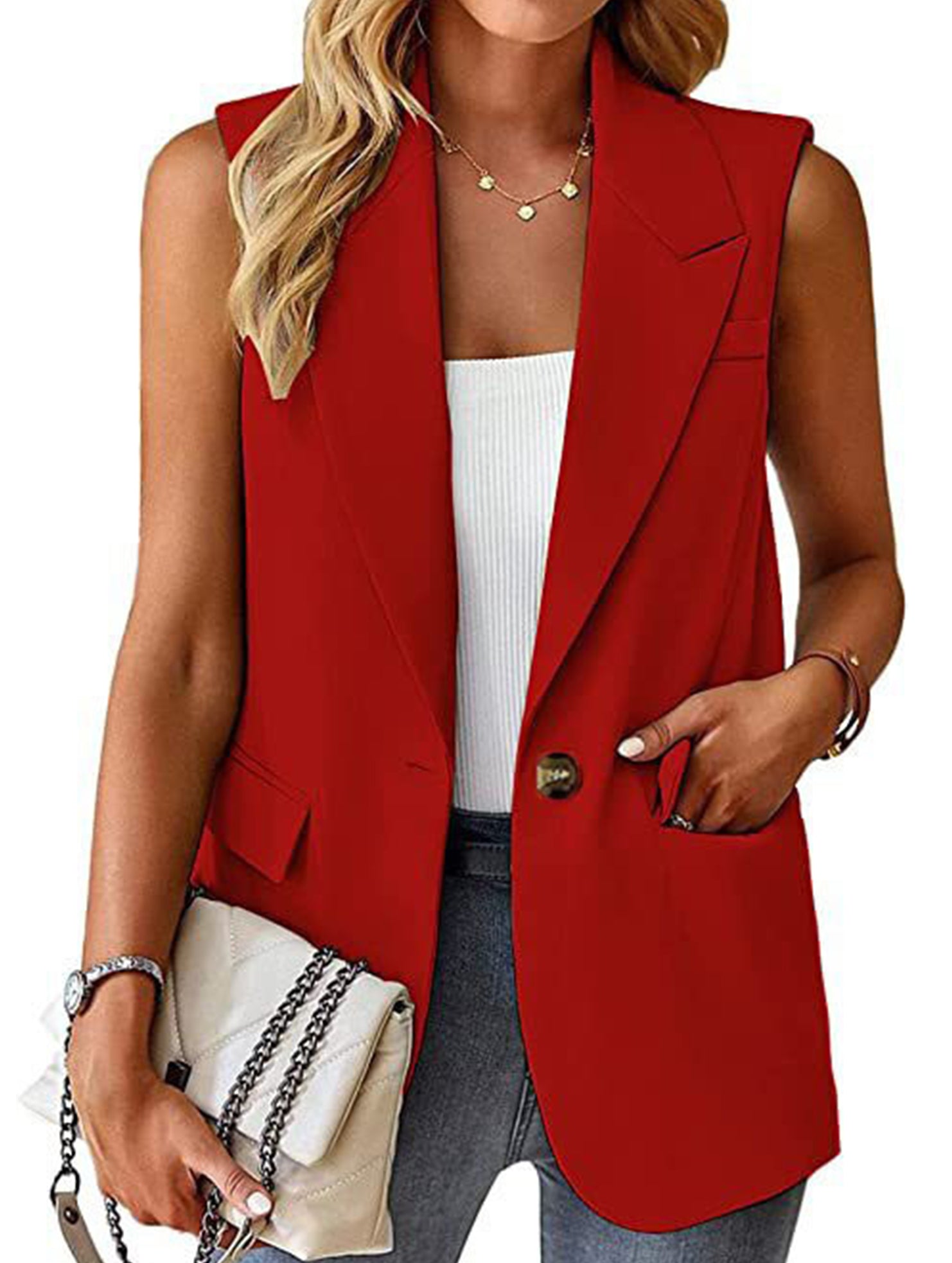 Sleeveless Blazer Vest_CWOBL00294