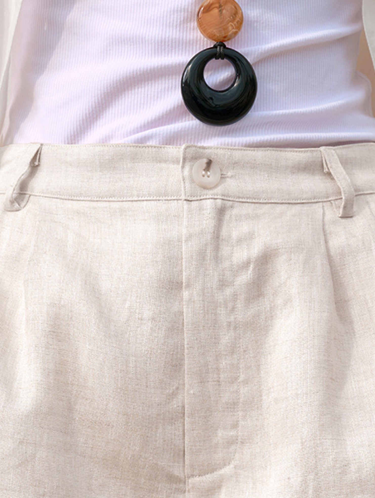 Linen Loose Fit Shorts_CWBSP00729