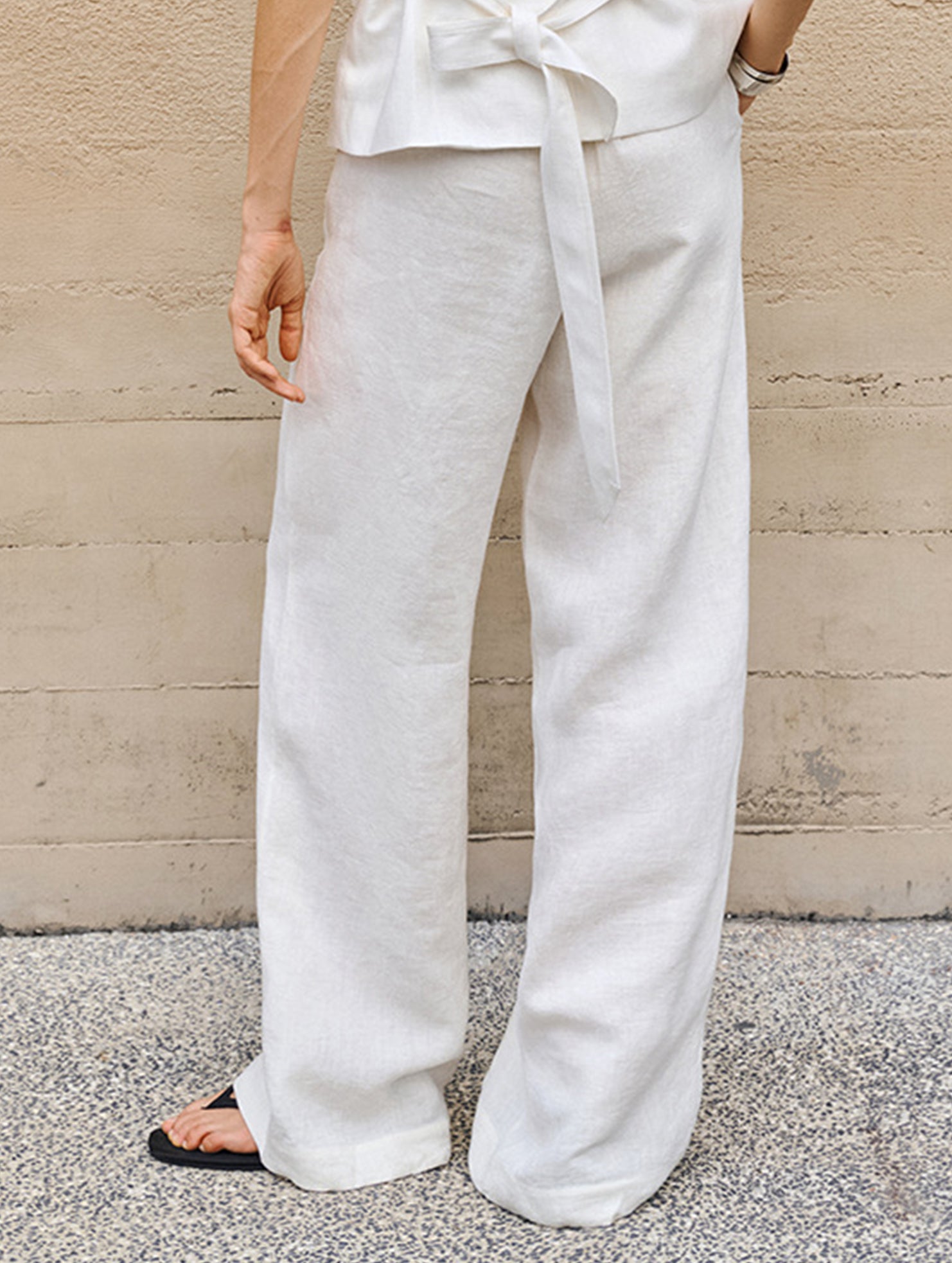 Linen High Waist Straight Pants_CWBLP01687