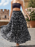 Floral Panel Maxi A-Line Skirt ??Boho Chic Flow