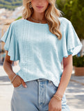 LEAF SLEEVE HOLLOW CASUAL TOP