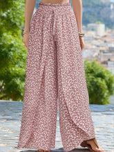 FLORAL SIDE SLIT WIDE LEG CULOTTES