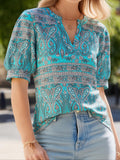 V-Neck Loose Short Sleeve Printed T-Shirt ??Comfortable & Trendy Casual Wear