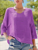 Simple Loose Knit Solid Color Pullover V-Neck Top ??Comfortable Acrylic Sweater for All Seasons