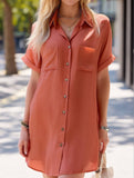 Striped Short Sleeve Viscose Dress ??Lightweight Mid-Length Summer Dress