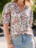 V-Neck Loose Short Sleeve Printed T-Shirt ??Comfortable & Trendy Casual Wear
