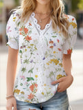 V-Neck Lace Patchwork Print Shirt ??Stylish & Versatile Women?™s Top