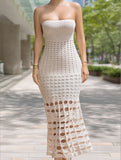 Chic Beach Strapless Crochet Maxi Dress – Resort Ready Summer Style