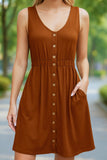 SLEEVELESS BUTTON POCKET SLIM WAIST DRESS