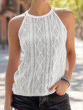 Stylish Jacquard Solid Color Knit Camisole Top ??Lightweight Women's Knitwear