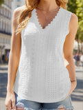 V-Neck Lace Sleeveless Solid Color Casual Tank Top ??Chic & Comfortable Essential
