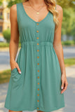 SLEEVELESS BUTTON POCKET SLIM WAIST DRESS