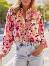 Idyllic Vibrant Floral Ruffle Blouse ??Romantic Boho Style