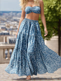 Floral Panel Maxi A-Line Skirt ??Boho Chic Flow