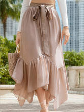 LACE-UP IRREGULAR PATCHWORK SKIRT