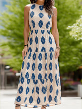 Long Boho Print Dress with Waist Tuck ??Flowy & Feminine