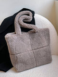 FLUFFY LAMB FUR TOTE BAG LARGE SHOULDER PURSE_CUAB00532