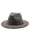 Woolen Jazzhat Withwide Brim Leopard Print Felt Hat_Cwah2599