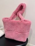 FLUFFY LAMB FUR TOTE BAG LARGE SHOULDER PURSE_CUAB00532