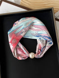 SILKY PRINT SCARF NECKLACE PEARL MAGNETIC CLASP_CWASC0820