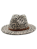 Woolen Jazzhat Withwide Brim Leopard Print Felt Hat_Cwah2599