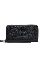 TEXTURE CROCODILE PATTERN LONG WALLET