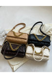 QUILTED ZIPPER CHAIN POINT CROSS BODY BAG
