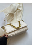 QUILTED ZIPPER CHAIN POINT CROSS BODY BAG