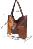 WOMEN RIVET CONTRAST SPLICING ONE SHOULDER HANDBAG