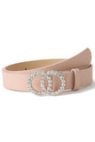 BEADS DETAIL DOUBLE O RING TRENDY LEATHER BELT