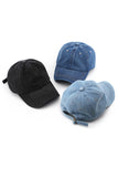 WOMEN VINTAGE WASHED DENIM BASEBALL CAP