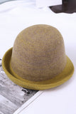 WOMEN RETRO WARM CURLING FELT HAT BUCKET HAT