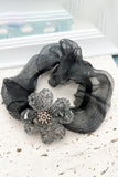 FOUR LEAF CLOVER FLASH DRILL DECOR TONE SCRUNCHIE