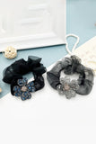 FOUR LEAF CLOVER FLASH DRILL DECOR TONE SCRUNCHIE