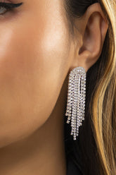 NICHE SIMPLE TASSEL MICRO-SET RHINESTONE EARRINGS