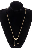 SIMPLE MOON&STAR METAL TASSEL NECKLACE