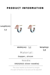 COLORED GEM DECKED C TYPE DANGLE EARRINGS